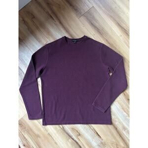 Banana Republic Mens Burgundy Waffle Knit Long Sleeve Shirt Size M